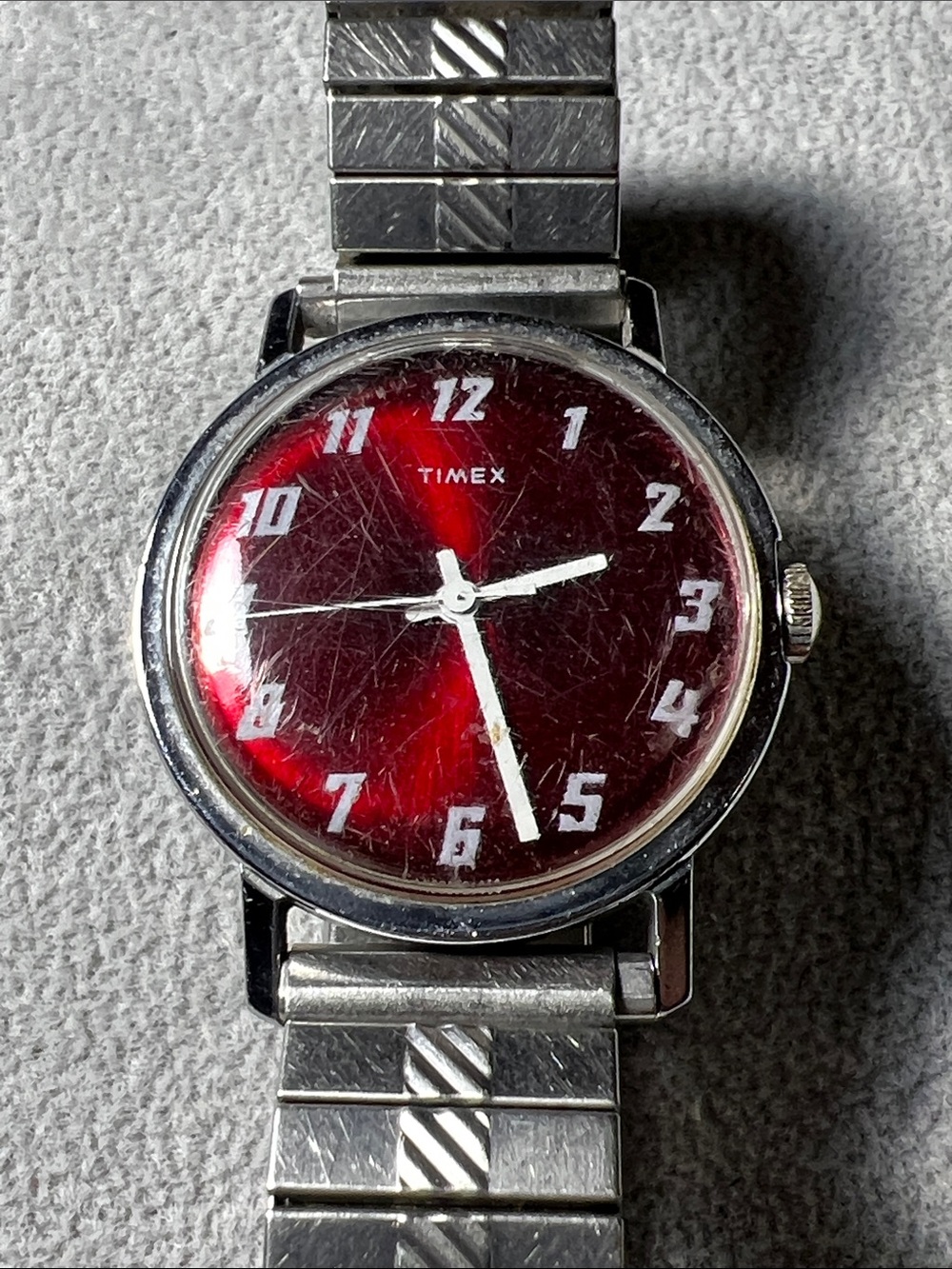 70s Timex Mercury 1974 Red Dial Watch Vintage